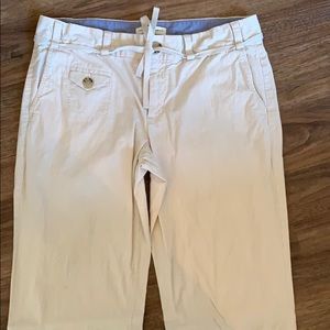 Khaki pinstripe trousers